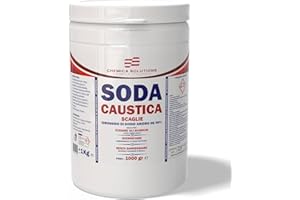 CHEMICA SOLUTIONS Soda Caustica Scaglie 1 Kg in barattoli Tappo con Linguetta a Sigillo, Disincrostante, Sverniciatore, Disgorgante per scarichi e water