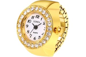 Tomedeks Reloj de Dedo para Hombres y Mujeres,Anillos de Oro Digital para Mujeres,Anillo Reloj Estilo Simple,con Zircon Pulido,Regalo para Navidad