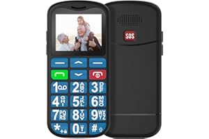 USHINING GSM Téléphone Portable Senior Débloqué avec Grandes Touches Volume Élevé Écran de 1,77 Pouces Bouton SOS Lampe Torche Dual SIM Réveil Radio FM Batterie 800 mAh, Bleu (Station de Charge non Incluse)