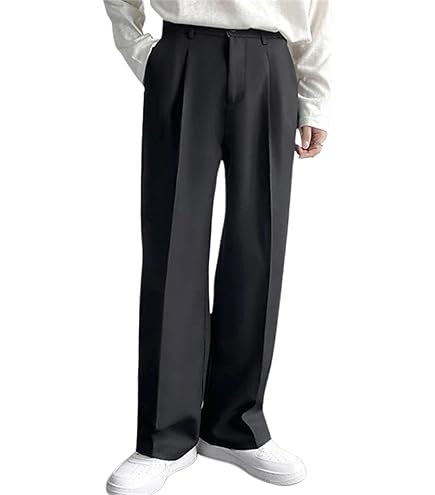 LSZA Wide leg trousers,Men Suit Pants Solid Full Baggy