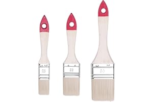 HARDY WORKING TOOLS M7 Set di 3 Pennelli Piatti: 1" (ca. 25 mm), 1,5" (ca. 38 mm), 2" (ca. 50 mm) – Serie 30 - Setole Sintetiche, da Pittura, Smalti, Vernici - Manico in Legno