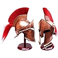 Medieval King Leonidas Armor Spartan 300 Roman Helmet on Wooden Stand Rustic Vintage Home Decor Gifts