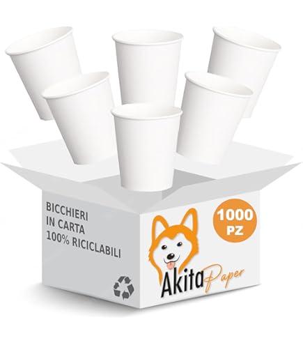 1000 Bicchieri Di Carta 180 Ml 4 Colori Misti - Biodegradabili E Compostabili Per Bevande Calde E Fredde - Ideali Per Bar, Feste, Caffè E Catering