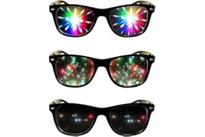 GUTERTOP 3 Stück Heart Refraction Glasses, Kaleidoskop Brille, Diffraction Prisma Brille, Lustige Brillen Brechungsbrillen Herz Brille Effekt