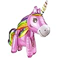 3D Unicorn Foil Balloon, 1pk, Easy to Blow Up Round Balloon, Inflatable Party Props for Girls and Boys, Perfect Hen Party props, Celebrations and Event Decorations