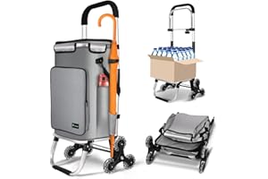 VOUNOT® Carrello Spesa Pieghevole in Alluminio, Carrello Portaspesa 6 Ruote con Borsa Termico e Ganci, 60 L, Grigio
