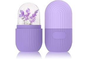 GeeRic Rouleaux de glace en silicone pour le visage, contour du visage cubique pour le cou des yeux, rouleau de massage du visage de beauté Supprimer les cernes Outils de soin de la peau (Violet)