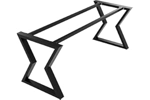 MetaloPro Nogi stołu metalowe, do dużych obciążeń, stalowe nogi do biurka, czarne płozy i śruby, ochraniacze podłogi, trapezowy stelaż do nowoczesnego stolika kawowego, stołu do jadalni, stołu do salonu – 140 x 70 x 72 cm