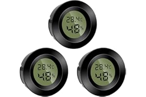 PUISENO Lot de 3 mini hygromètres thermomètres numériques ronds - Température Fahrenheit (℉) ou Celsius (℃) - Pour intérieur, bureau, salon (piles incluses)