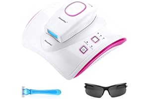 Aimanfun laser Haarentfernung 999,900 Lichtimpulse 5 Energiestufen 10.5J Max mit 1 kleineren Aufsätzen, Brille und Rasierer - IPL Geräte Haarentfernung für Gesicht/Intimbereich zuhause (Violett)