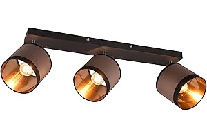 RL LIVE YOUR LIGHT Reality Leuchten Spot bar Davos R81553041, taupe-noir métal chromé tissu gris/blanc, sauf 3x E14