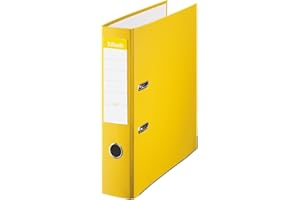 Esselte 42324 - Archivador de Palanca de PP de Plástico Forrado, Tamaño Folio, Amarillo, Anchura Lomo: 75 mm, 1 Unidad, Capacidad de 500 Hojas A4