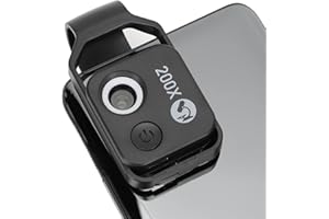 GOWENIC 200X Phone Microscope with CPL Lens and LED Light, 200X Microscope with Universal Phone Clip, A Good Microscope to Enjoy Microworld for Kids and Adults, for Students Science (Black)
