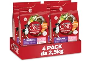 PURINA PRO PLAN PURINA ONE Medium Maxi Crocchette per Cani Adulti con Salmone e Riso 4 Sacchi da 2.5kg