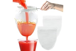 FATCAT Nussmilchbeutel mit Ständer, Wiederverwendbar passiertuch, 1 Halter, 2 Baumwolle Siebbeutel, 1 Nylonfilterbeutel mit hoher Dichte, Zum Filtern von veganer Nussmilch, Gemüsesäften und Säften