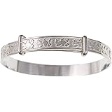 Teddy Bear Themed Expanding/Expandable/Adjustable Bangle Bracelet for Baby/Child/Children - 925 Sterling Silver - Baby/Childrens Jewellery