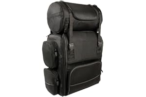 Milwaukee Leather SH680 Large Black Textile Motorcycle Sissy Bar Travel Bag - One Size