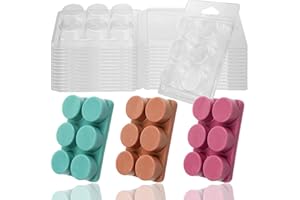 Shinekoo 20x Plastic Wax Melt Clamshells Molds Wax Melt Containers for Wickless Candle Round