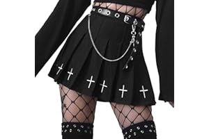 RIOU Damen Gothic Kleidung Rock Schwarz Punk Harajuku Stil Vintage Karneval Fasching Kostüm