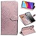Produktbild Misteem Mandala Hülle für Huawei P8 Lite 2017, 3D Retro Blume Motiv PU Leder Hülle Klappbar Flip Wallet Case Cover Bookstyle Stoßfest Stand Magnet Schutzhülle für Huawei P9 Lite 2017 - Blumen Roségold