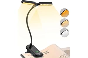 HUNYYN Mini Wiederaufladbare Buchlampe mit Klemme zum Lesen im Bett, 14 LEDS mit 3 Farbmodi und 8 Helligkeitsstufen, haltbar, leicht & Klein, Lesezeit in Höhe von 80+ Stunden