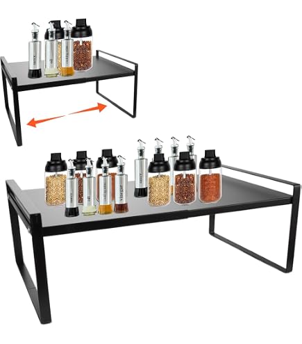 Étagère De Cuisine Télescopique Extensible - Organiseur Comptoir Et Placard, Rangement Assiettes Tasses Épices