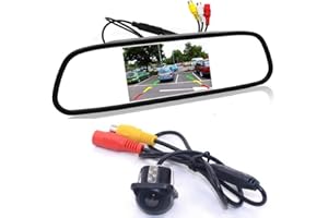 GOFORJUMP Cámara de Respaldo para el automóvil con Sistema de cámara de estacionamiento de la cámara de estacionamiento de cámara de Marcha atrás del Monitor retrovisor TFT LCD de 4.3 "