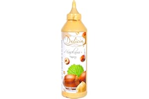 "Haselnuss" Dessertsauce | Verführerischer Topping in einer 600g - Flasche | Delicia Dessertsoße - Vielseitige Verwendung - Entfalten Sie Ihre Kreativität