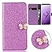 Price comparison product image Xifanzi Wallet PU Leather Case for [Samsung Galaxy S9 Plus] Purple Glitter Sparkly Flip Case Cute White Butterfly Design Folio Stand Luxury Purse Flip Card Pouch Stand Cover with Magnetic Buckle Protective Cell Phone Cases for [Samsung Galaxy S9 Plus]