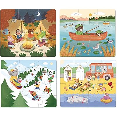 Vilac- 4 Puzzles évolutifs Les Vacances, 2634, Multicolore