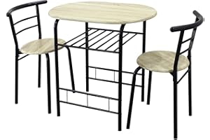 spot on dealz® Dining Table and Chairs Set 2 Kitchen Dinning Room Space Saving 2 Seater Dining Set Tables Small Dinner Table Set Indoor Space Saver Metal Frame MDF Wood Top