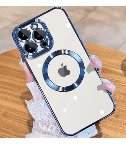 IPhone 11 Pro Max 6.5" Magnetic Glitter Case, [Compatible With Magsafe] Cute Luxury Plating Bling Clear Phone Case, Camera Lens Protector Anti-Scratch Shockproof Protective Case-Silver