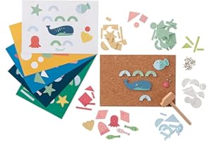 howa Hammerspiel Hämmerchenspiel Nagelspiel Seaworld mit 76 Holzteile, 10 Vorlagen, Korkplatte, Hammer und Nägeln 7400