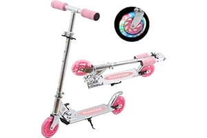 TENBOOM Scooter for Kids Ages 4-7, 2 Wheels Light Up Gift Scooters for Girls Boys Ages 6-12, Easy Folding Kids Scooter with 3 Levels Adjustable Handlebar and Rear Brake…