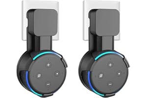 SPORTLINK Soporte Montaje en Pared para Dot (3.ª generación) Voice Assistants, Sin Cables o Tornillos Desordenados, Colgador Ahorro Espacio Enchufe en Cocina Baño y Dormitorio (Negro - 2 Pack)