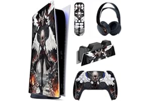 playvital Darkness Angel Full Set Skin Decal for ps5 Console Digital Edition, Sticker Vinyl Decal Cover for ps5 Controller & Charging Station & Headset & Media Remote