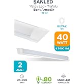 120 Cm 40 Watt Yatay Led Bant Armat&uuml;r-Trafolu Beyaz ışık-1-2-4-5-8-10-20-40 ADETTİR (BEYAZ-2 ADET)