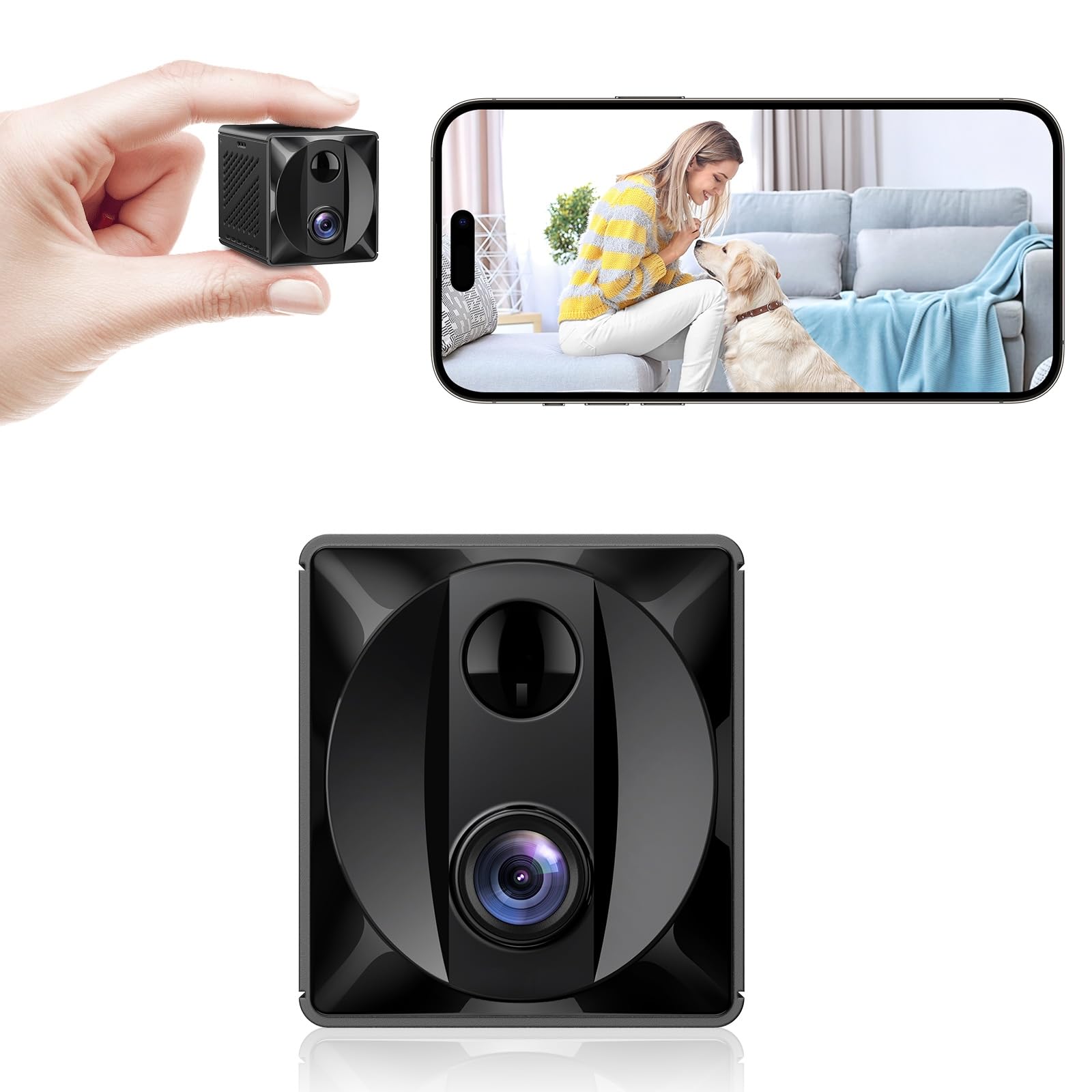 YHRBTPO 2024 Upgraded Mini Spy Camera Hidden Camera,4K WiFi Wireless Camera, 100 Days Standby Battery Life,AI Motion Detection Alerts,Nanny Cam Security Cam for Indoor,Home,Baby,Pets