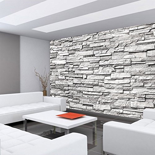 Vlies Fototapete 400×280 cm PREMIUM PLUS Wand Foto Tapete Wand Bild Vliestapete – NOBLE STONE WALL – GREY – Steintapete Wandbild Steinwand Steintapete Asia Stone Asien – no. 132 - 6