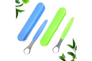 DEEDPF 2-pak skrobak do języka dla dorosłych i dzieci opakowanie z etui podróżnym medyczny zestaw pędzli do języka ze stali nierdzewnej do pielęgnacji jamy ustnej dla niewłaściwego oddychania