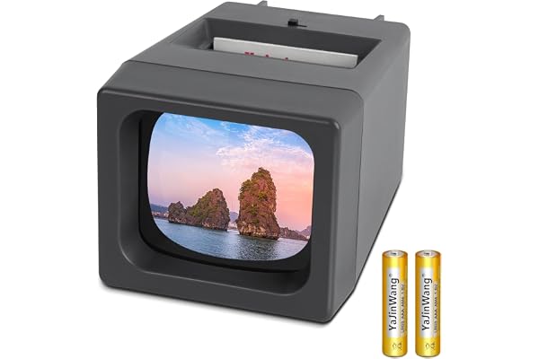 TCNEWCL Visionneuse de Diapositives 35 mm pour Anciennes Diapositives, projecteur de Diapositives 35 mm éclairé par LED, grossissement 2X, alimenté par Piles AAA (2 Piles AAA incluses)