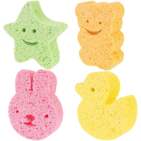 Spugne Da Bagno Per Neonati QOWIJEX - 2 Pezzi A Forma Di Gatto E Orso - Ultra Assorbenti E Lavabili - Foto 2