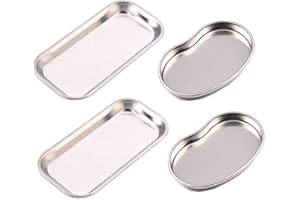 Dancepandas vassoio medico in acciaio 4PCS vassoio dentale inox vassoio laboratorio Per Strumenti, Facile da Pulire(22,5 x 12 x 2 cm 18,5 * 11,5 * 2,5 cm)
