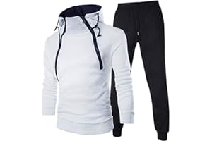 RMOON FELPA Rmoon Tuta Uomo Completa Invernale - Pantaloni Tuta Uomo + Felpa da Uomo Set Felpa con Cappuccio con Zip Intera M-3XL Tuta Uomo Felpa E Pantaloni Tuta Uomo 2 Pezzi Moda Uomo Puro Cotone