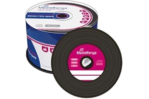 NATUREINKS 50 Mediarange Vinyl Branded CD-R CD 52x 700MB 80 minutes, Diamond Black Surface, Retro look MR225 in 50 TUB