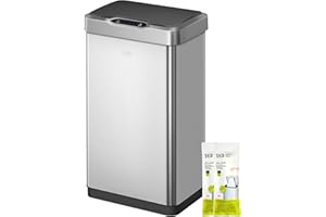 EKO Mirage-T 50L Mülleimer mit Sensor, Automatischer Abfalleimer für die Küche, Rechteckiger Bewegungssensor Mülleimer, Sanft Schließend mit Deckel, Fingerabdruckresistente, Gebürsteter Edelstahl