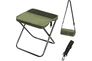 HDQQEU Campinghocker Faltbarer Rucksack Form Tragbarer Klapphocker Mini Klappstuhl Klein Falthocker Gartenhocker, Pocket Handbag Stool Ultraleicht & Stabil bis 120 kg für Angeln Picknick (Grün, Hoch 31CM)