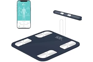 HEALTHKEEP Cyfrowa waga do pomiaru tkanki tłuszczowej, Bluetooth z 8 elektrodami, waga do analizy całego ciała z aplikacją i czujnikami ręcznymi, inteligentna dla 18 analizowanych danych ciała, BMI, waga, masa