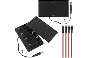 MKBKLLJY Pack of 2 8 AA 12 V Battery Holder with Lid (Batteries Not Included) with 2.1 mm x 5.5 mm DC Plug Switch On/Off Switch Screw Female DC Power Pigtail Cable Connector for LED Strip
