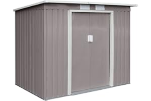 HATTORO P100 Metall Gerätehaus 213×130×173cm Geräteschuppen Schuppen Gartenhaus Outdoor (Hellgrau)
